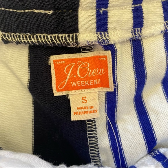 J. Crew NWT Weekend Blue & White Strip Drawstring Cotton Shorts Size S - Picture 5 of 6